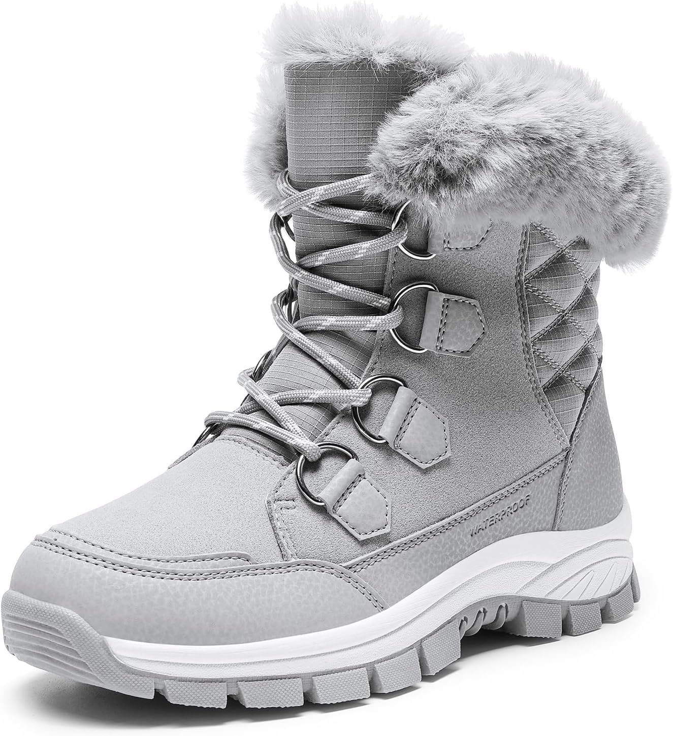 DREAM PAIRS Waterproof Snow Boots for Women, Faux Fur Cozy Warm Insulated Winter Boots Lace Up Mid-Calf Outdoor Shoes for Walking Hiking Hespera