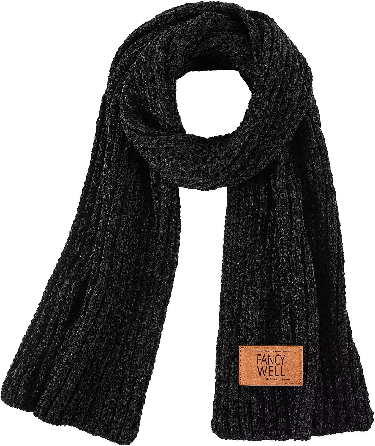 Scarf for Women Winter – Chunky Scarf Oversized Chenille,Soft Long Scarves for Cold Weather,Gifts for Women,Black