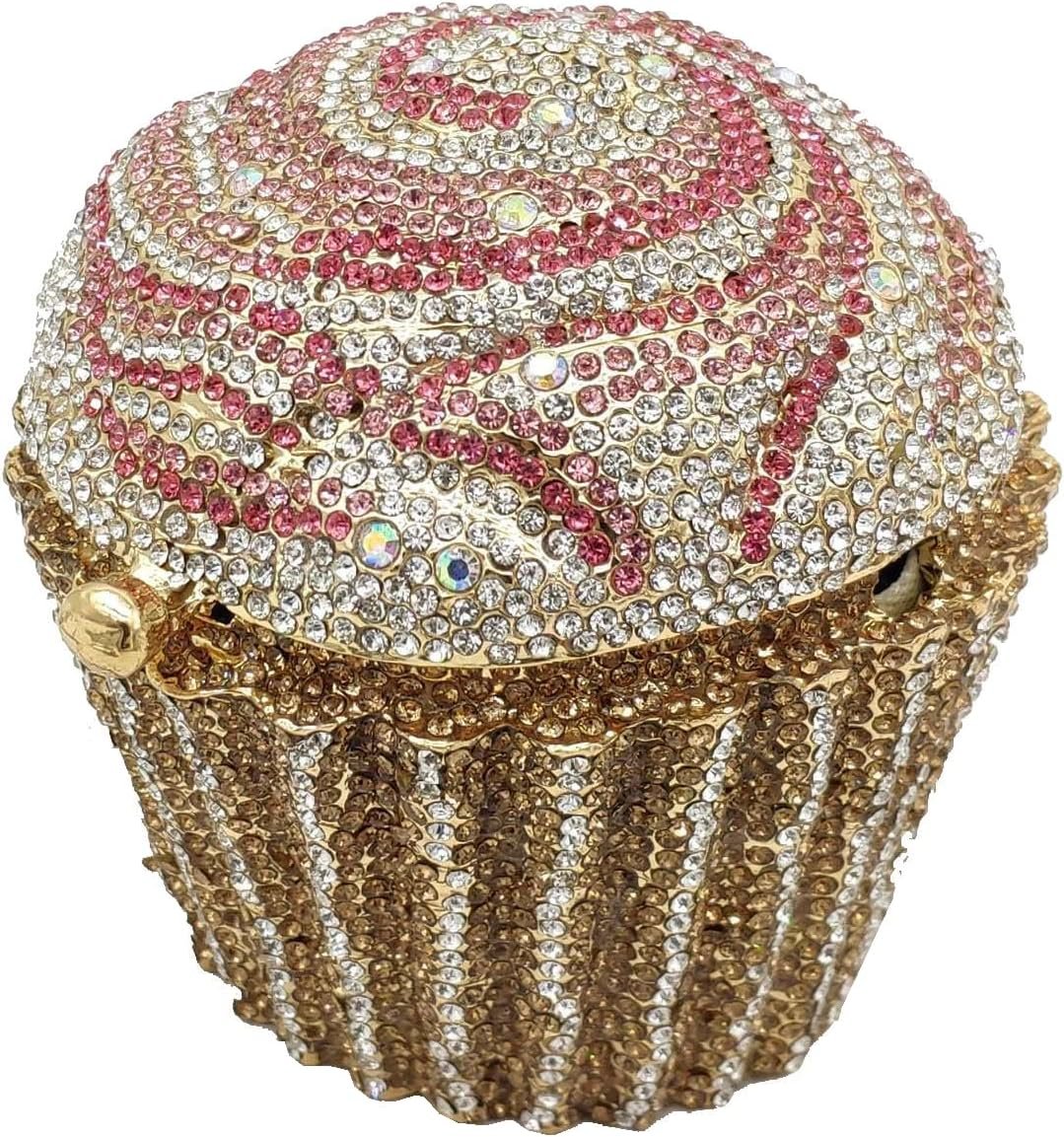 DJBM Cute Cupcake Rhinestone Clutch Diamond Crystal Purse Evening Bags for Women Party Wedding Cocktail Prom