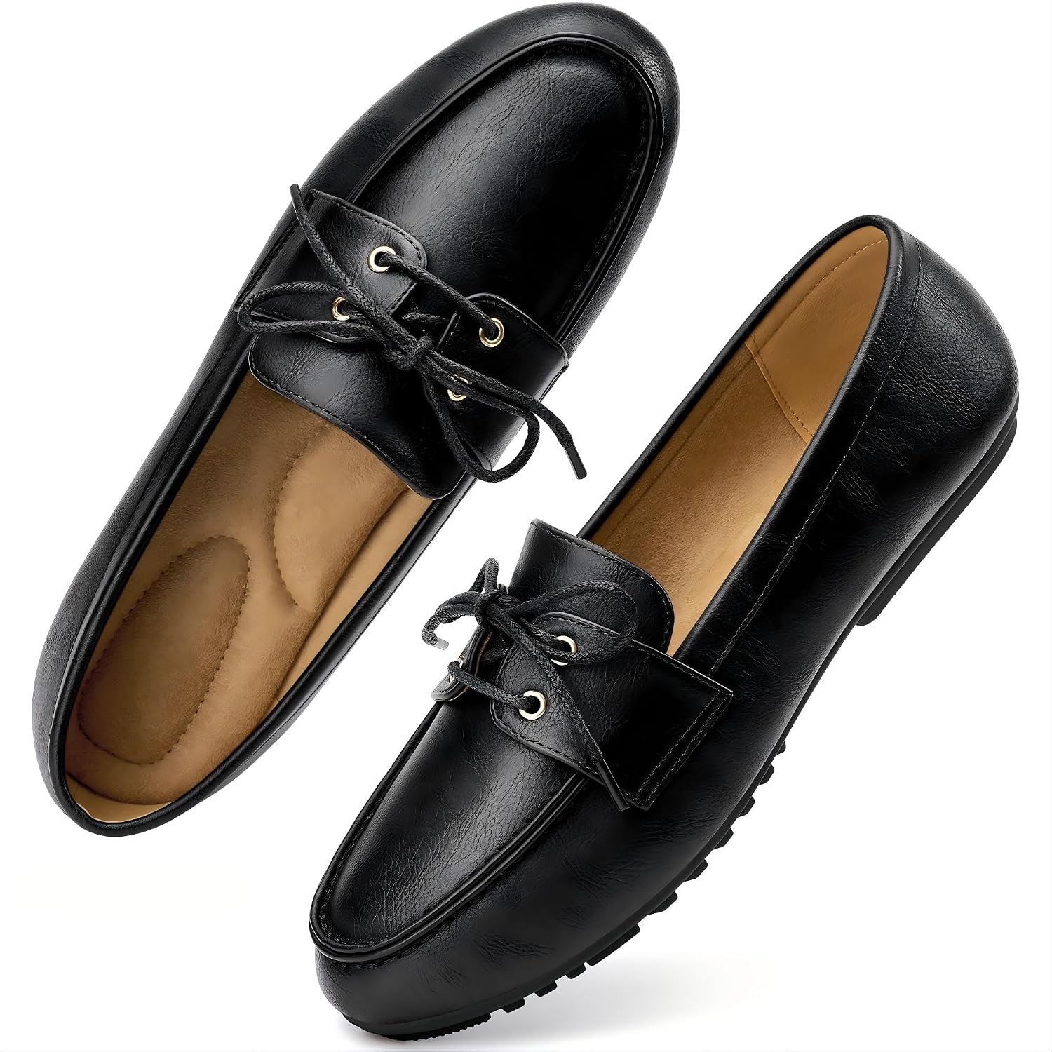 Women’s Comfortable Loafers Shoes: Adjustable Laces Slip On Business Work Flats Shoes Casual Driving Moccasins Dress Loafer