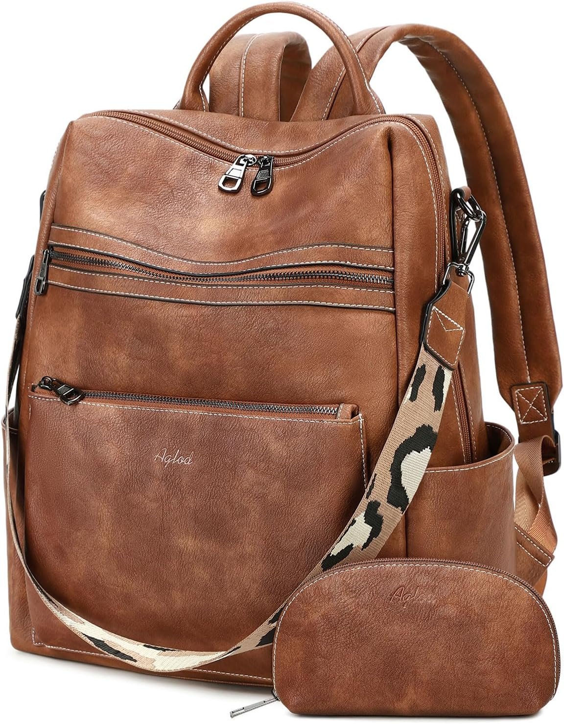 AGLOD Vegan Leather Laptop Backpack for Women 15.6 Inch Work Backpack Purse for Travel College