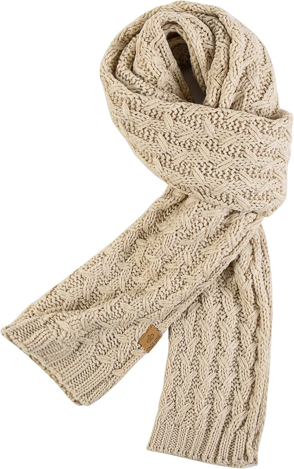 PAGE ONE Women’s Ribbed Knit Scarf Winter Warm Long Big Wrap Cashmere Wool Thick Large Chunky Scarf for Women