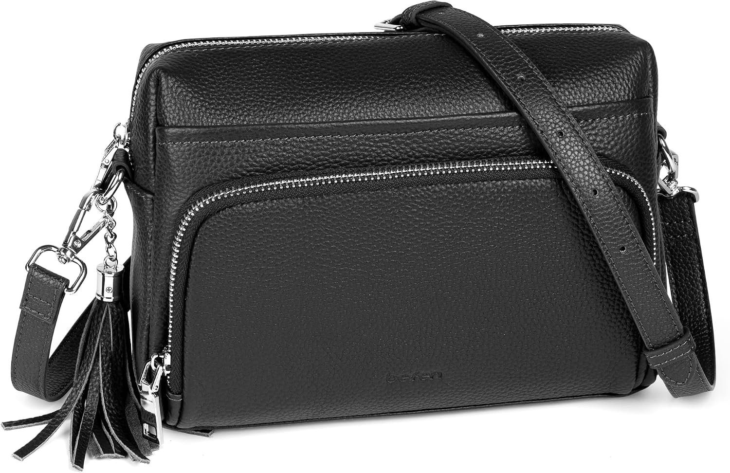 befen Genuine Leather Crossbody Purses for Women Small Crossbody Bags Purse with Built in RFID Blocking Wallet