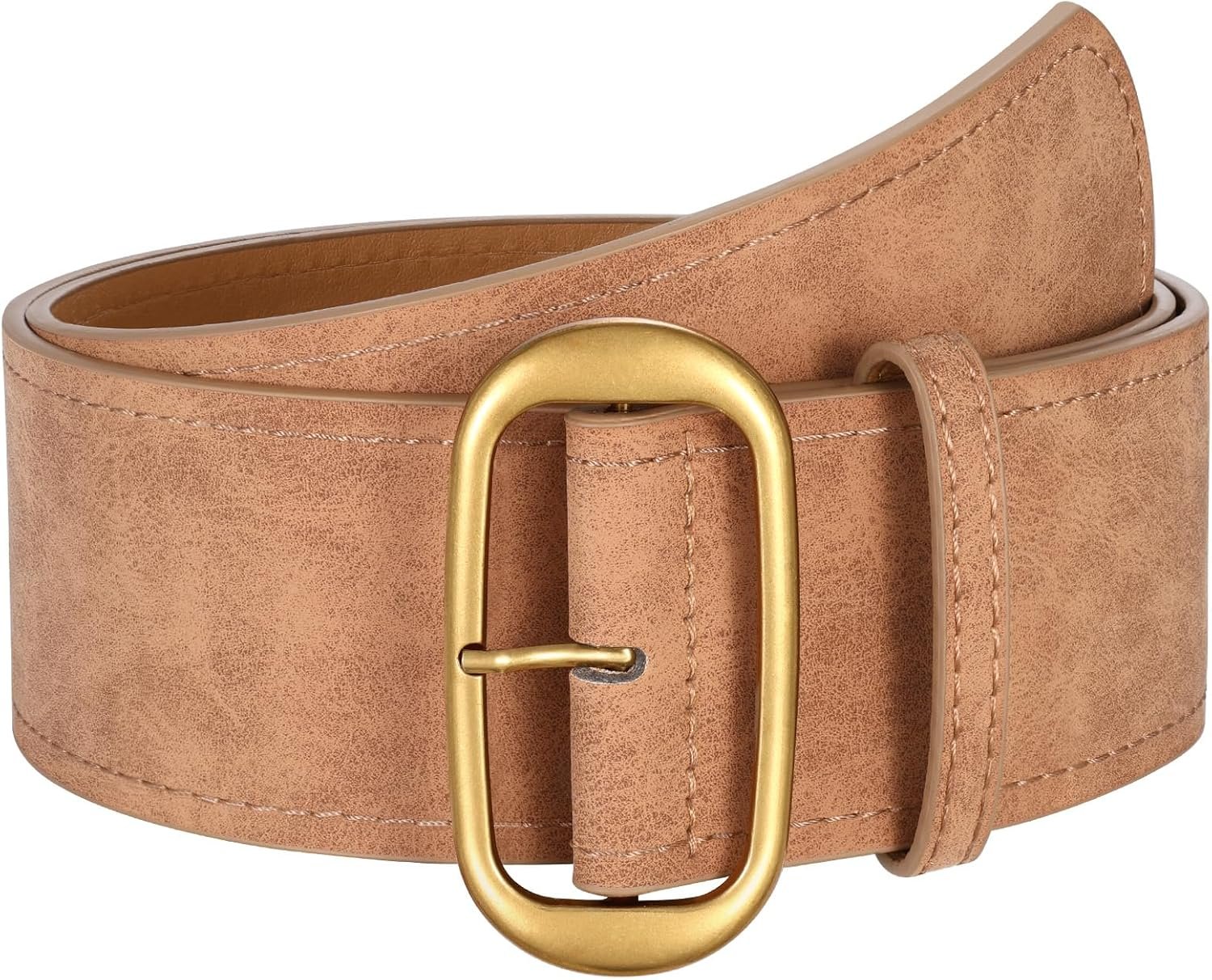 SUOSDEY Women Wide Waist Belt for Dresses Suede Chunky Belt with Gold Buckle Fashion Thick Waist Belt for Women Dresses
