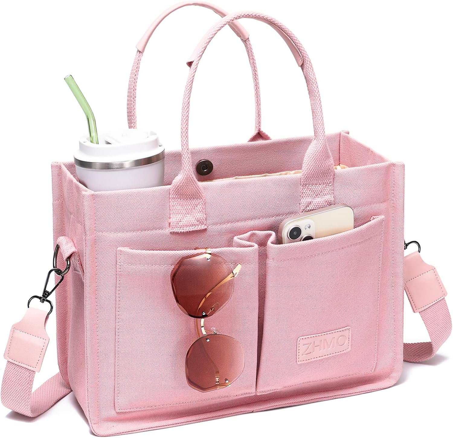 ZHMO Canvas Tote Bag for Women,Women’s Bags Crossbody Bags Work Laptop Tote Bag Large Handbags Purse for Travel Nurse Teacher