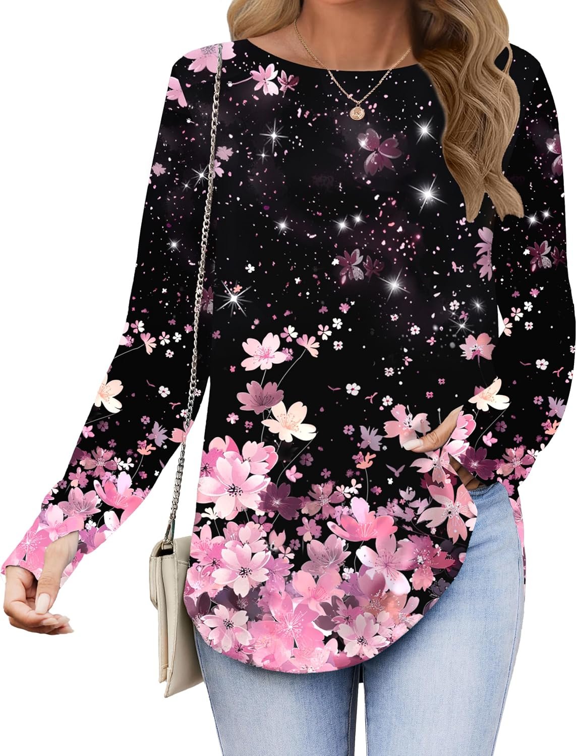 Zeagoo Womens Tunic Tops to Wear with Leggings Long Sleeve Crew Neck Thumb Hole Shirts Loose Tshirts Fall Clothes