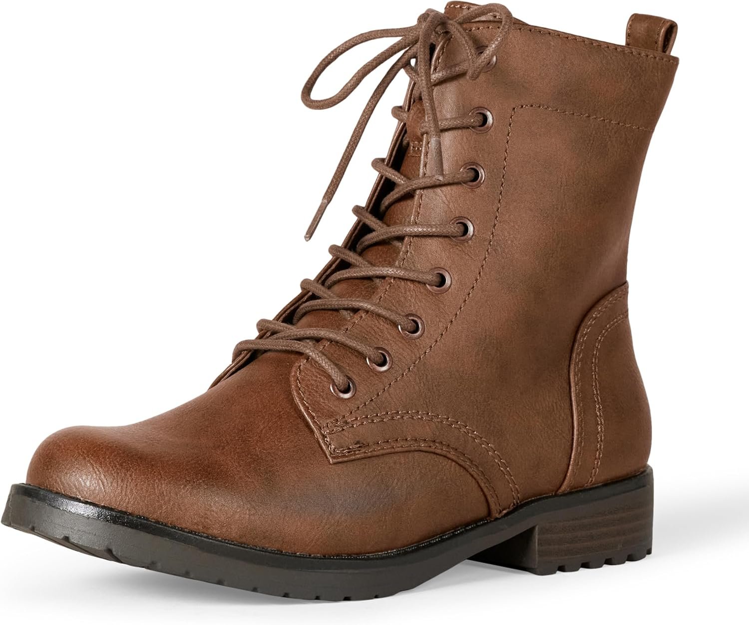 Amazon Essentials Women’s Lace-Up Combat Boots with Lug Sole and Side Zipper