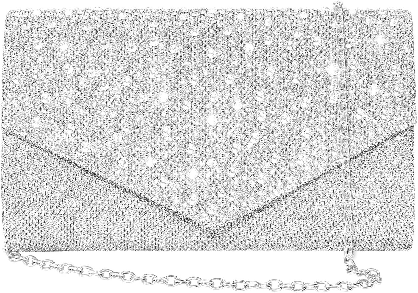 Clutch Purses for Women Rhinestone Evening Bags Crossbody Envelope Handbags for Wedding Cocktail Prom Party