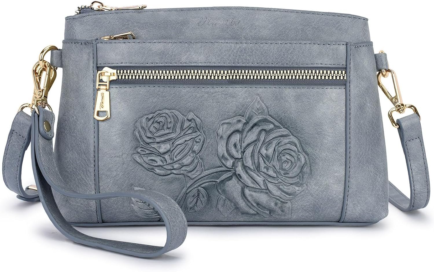 Small Crossbody Bags for Women,Vegan Leather Cell Phone Purse Embossed Clutch Purse with Shoulder and Wrist Strap