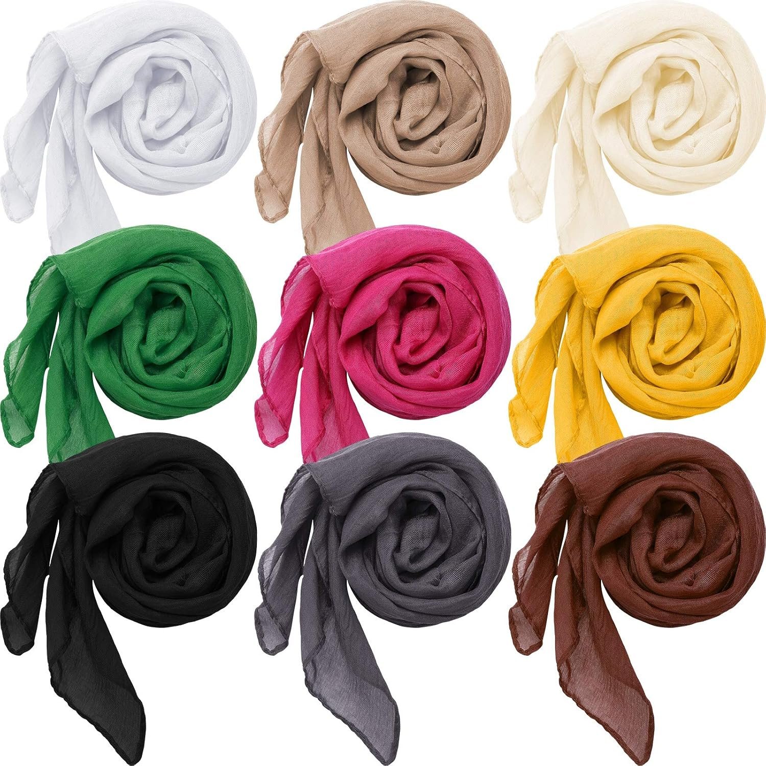 Patelai 9 Pieces Women’s Cotton Scarves Lady Light Soft Fashion Solid Scarf Wrap Shawl, Candy Color