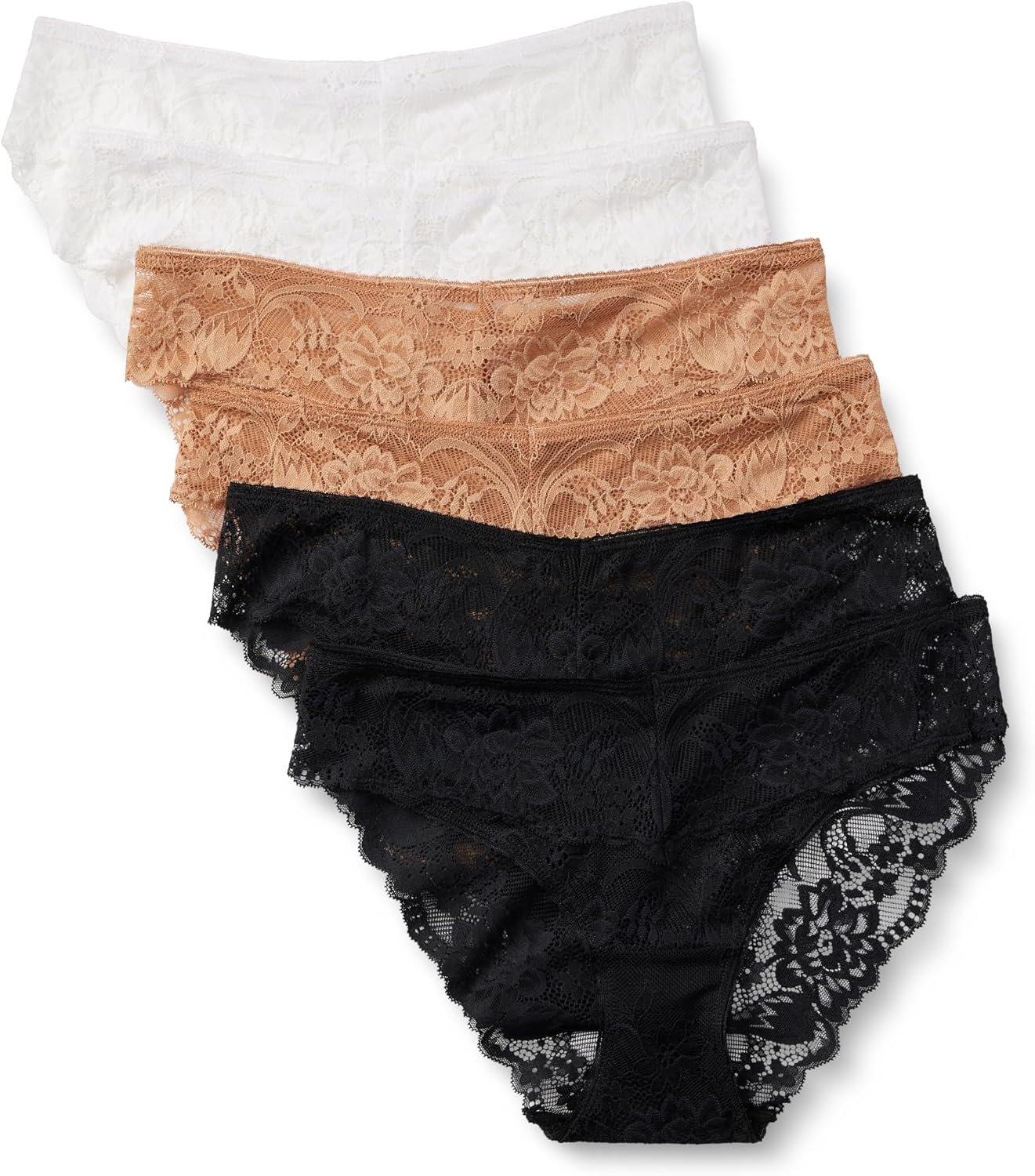 Amazon Essentials Women’s Soft-Stretch Lace Knickers, Bikini, Cheeky, High-Waisted Thong, Hipster and Thong Styles, Pack of 6