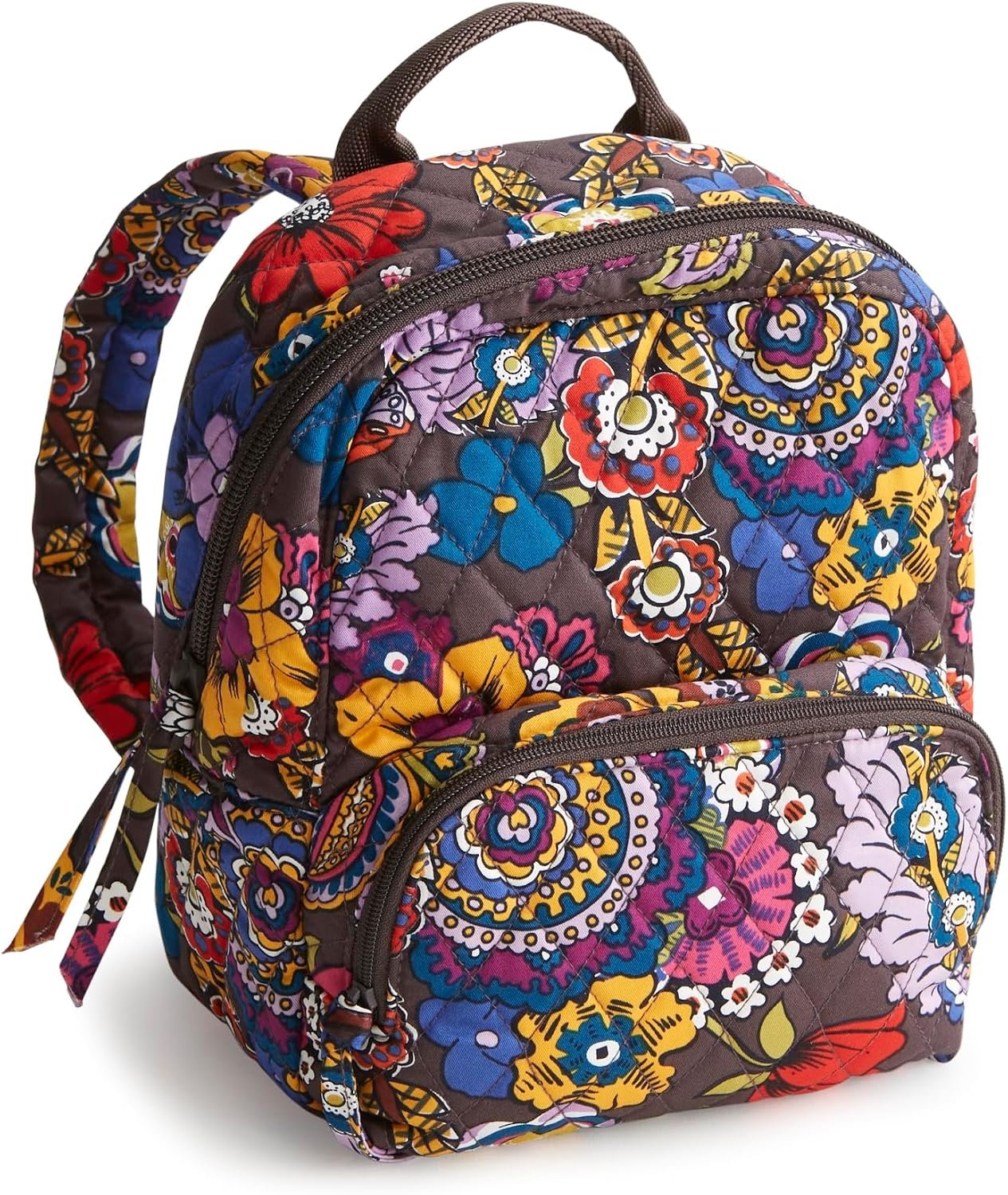 Vera Bradley Women’s Premium Cotton Mini Banbury Backpack, Colorful Bouquet, One Size