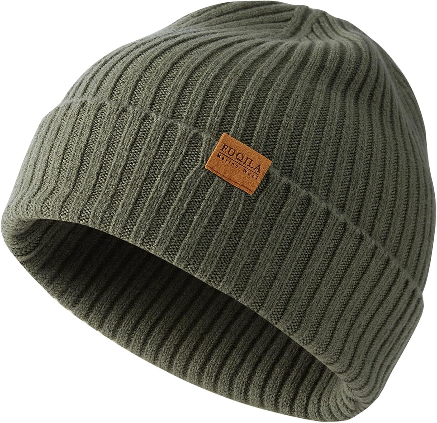 100% Merino Wool Cuff Beanie Hat, Unisex Warm Winter Caps Soft, Breathable & Cozy Stretchy Knitted Cuffed Cap
