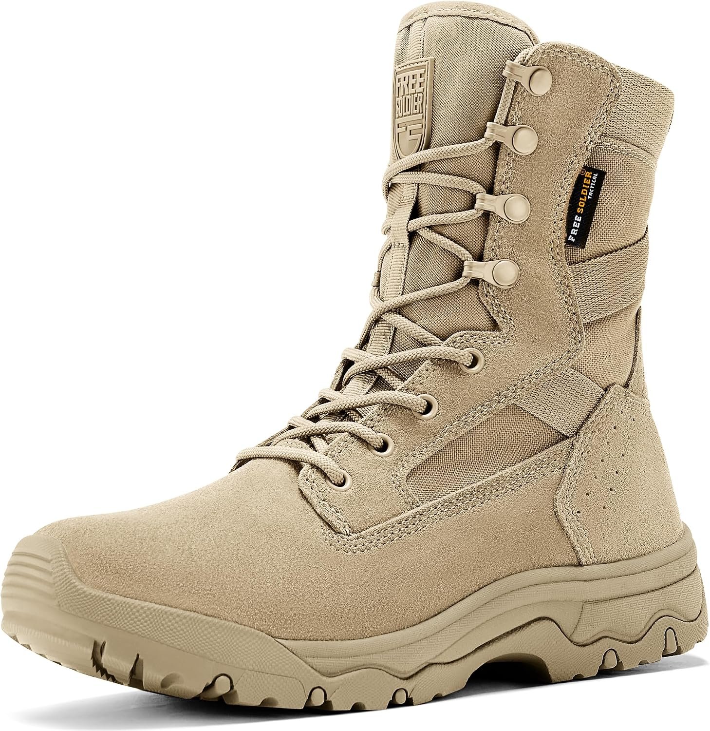 FREE SOLDIER Men’s LT Daily Work 8″ Military Tactical Boots | Durable Leather, Arch Support, All-Day Comfort, Anti-Slip Outsole, For Hiking, Hunting, Outdoor Work