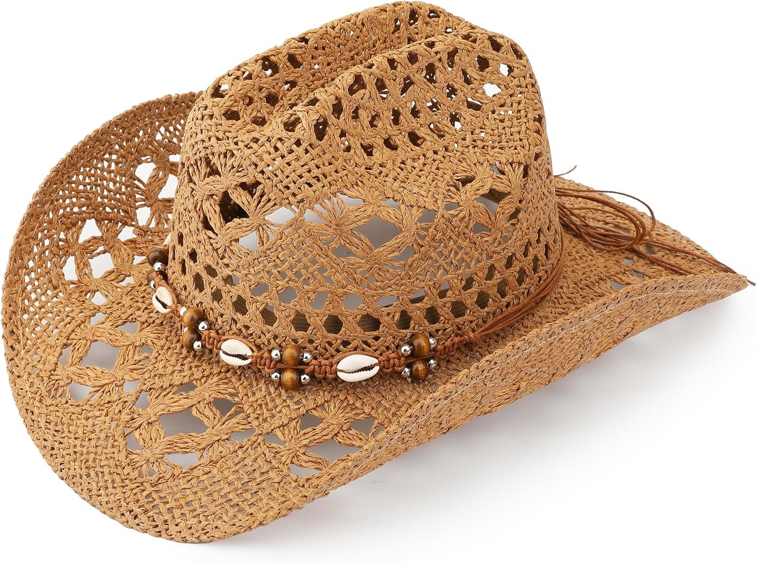 Straw Cowboy Hat, Western Cowgirl Hat, Wide Brim Sun Beach Hat for Men and Women