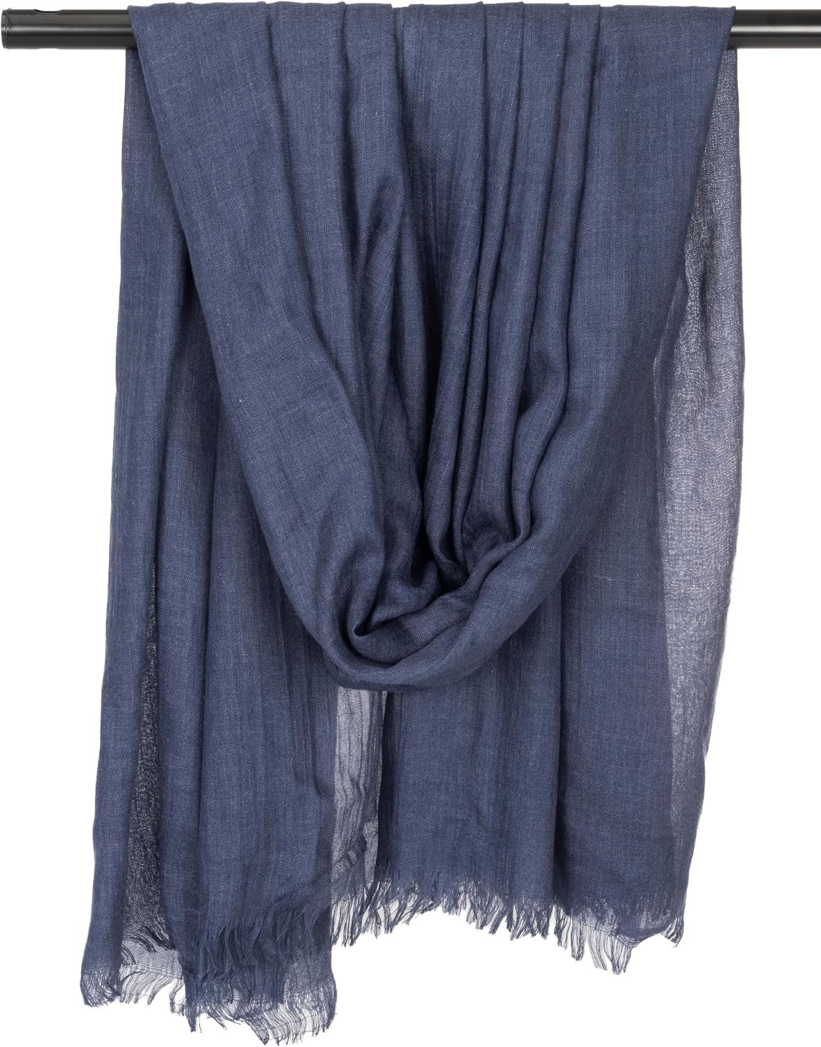 Unisex Cotton-Crinkle Linen Scarf Vintage Lightweight Scarves with Fringed Edges Shawl Wrap