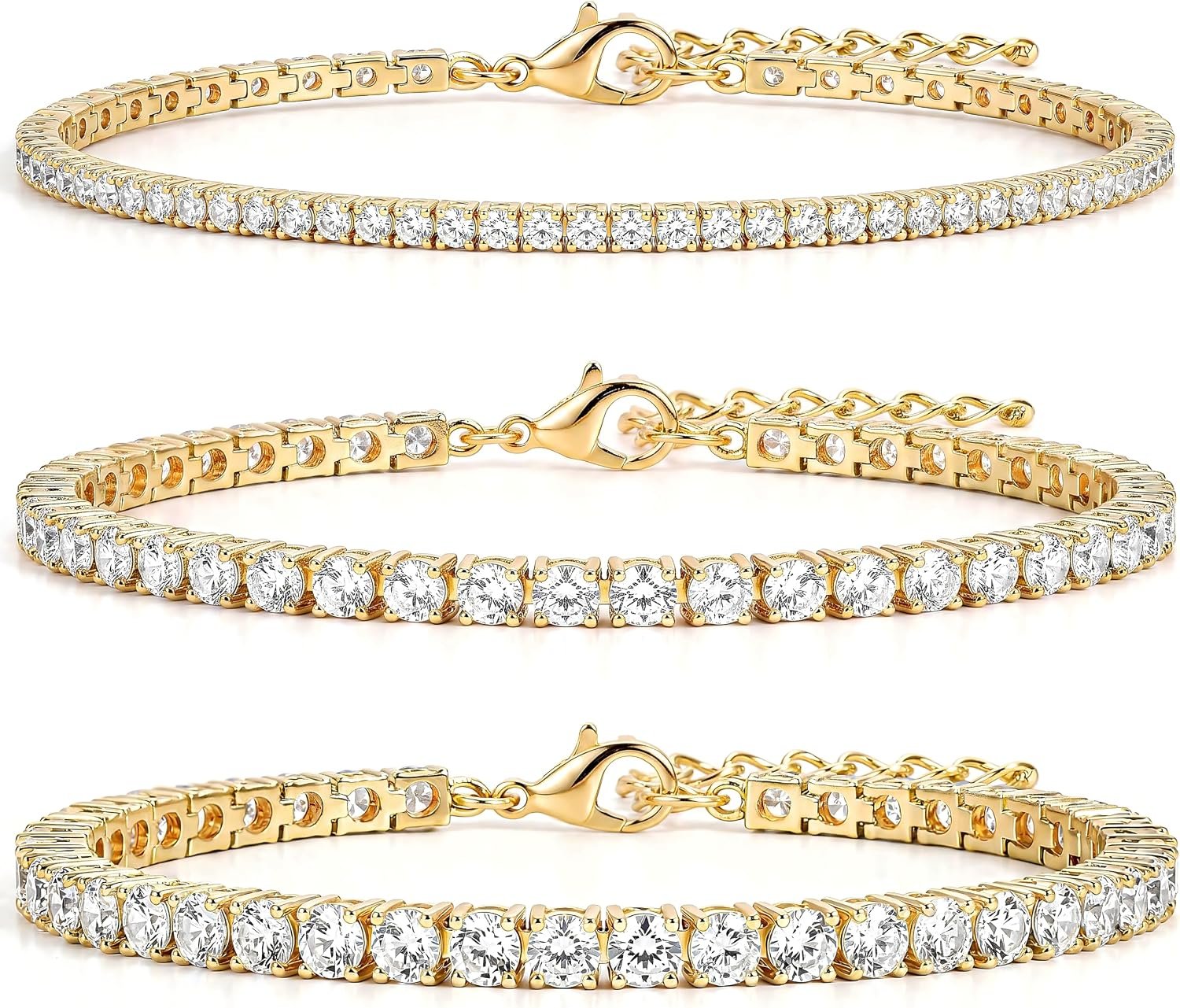 925 Sterling Silver Bracelets for Women Stack, Trendy Tennis Bangle Cuff Jewelry Set 14K Gold Plated, Adjustable Bracelet Set for Wrist Essentials, Women Fashion Watch Band Acecessories
