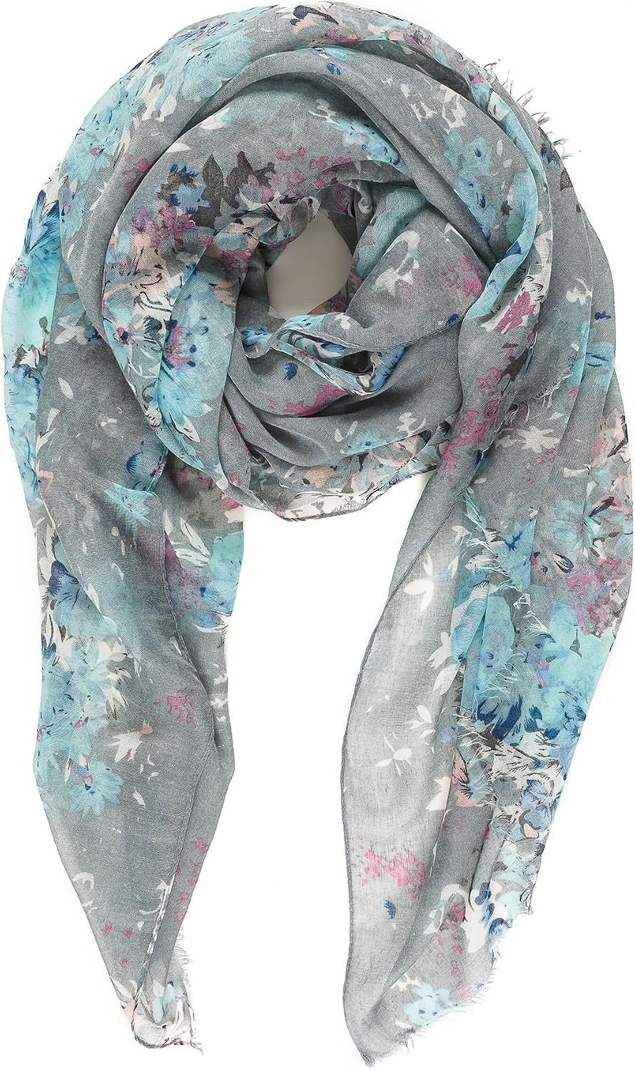 MELIFLUOS DESIGNED IN SPAIN Scarf for Women Lightweight Floral Flower Scarves for Summer Fall Shawl Wrap