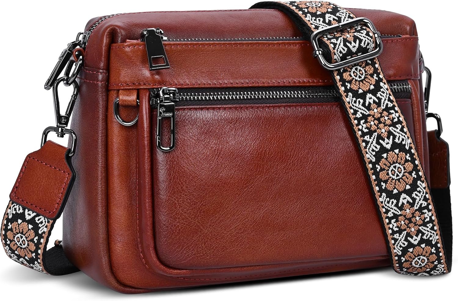 Iswee Crossbody Bags for Women Rfid Travel Medium Leather Purse Shoulder Handbag with Adjustable Strap Multiple Pockets