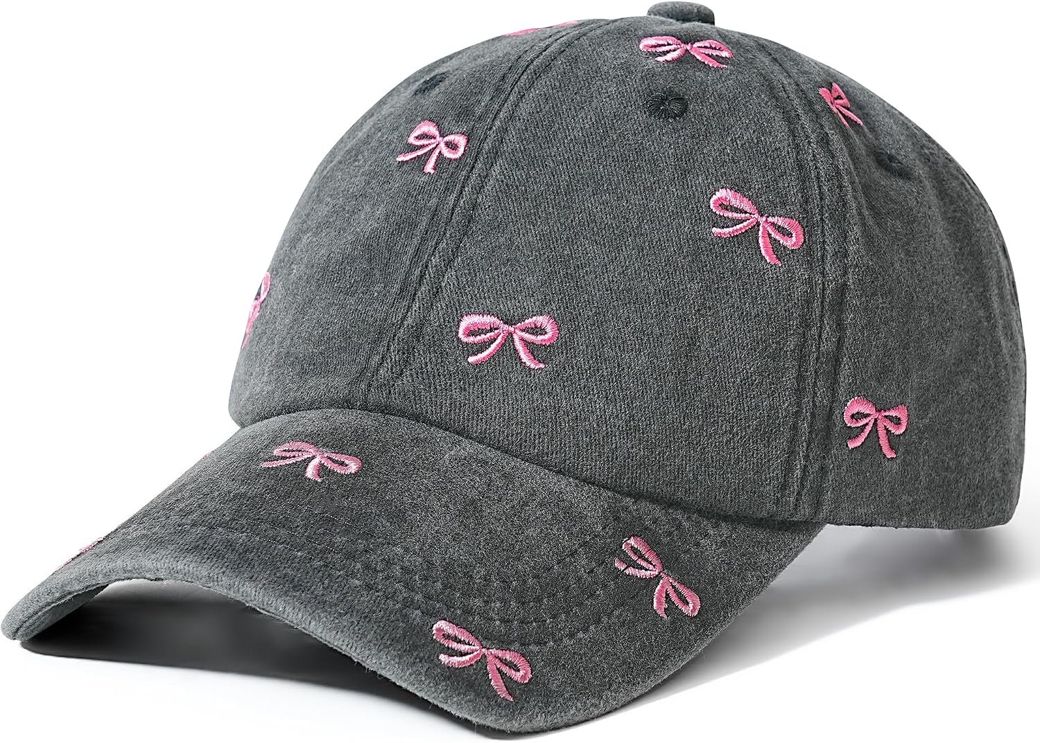 Jeasona XL Cute Hats for Women, Oversized Embroidery Baseball Cap Hat for Big Heads, Cotton Adjustable Womens Hats Trendy, Big Hats for Women Washed Black