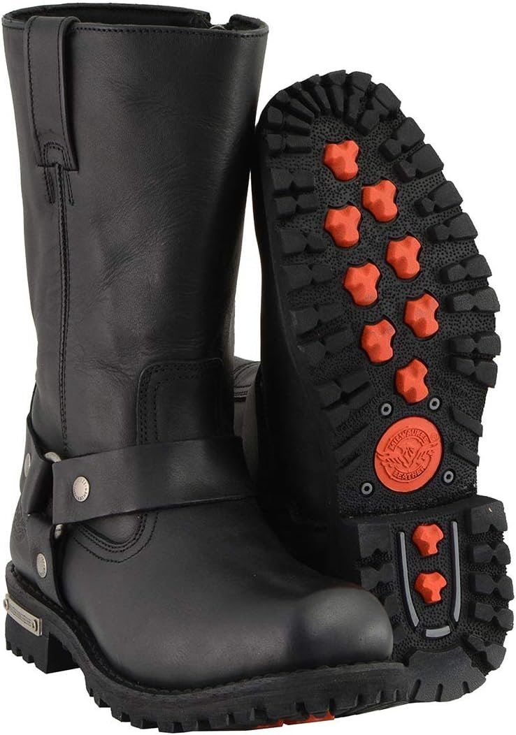 Milwaukee Leather Men’s Classic Harness Motorcycle Boots – Wide Width | Premium Material, Square Toe, Rider Ready, Durable Everyday Wear, Wide Size
