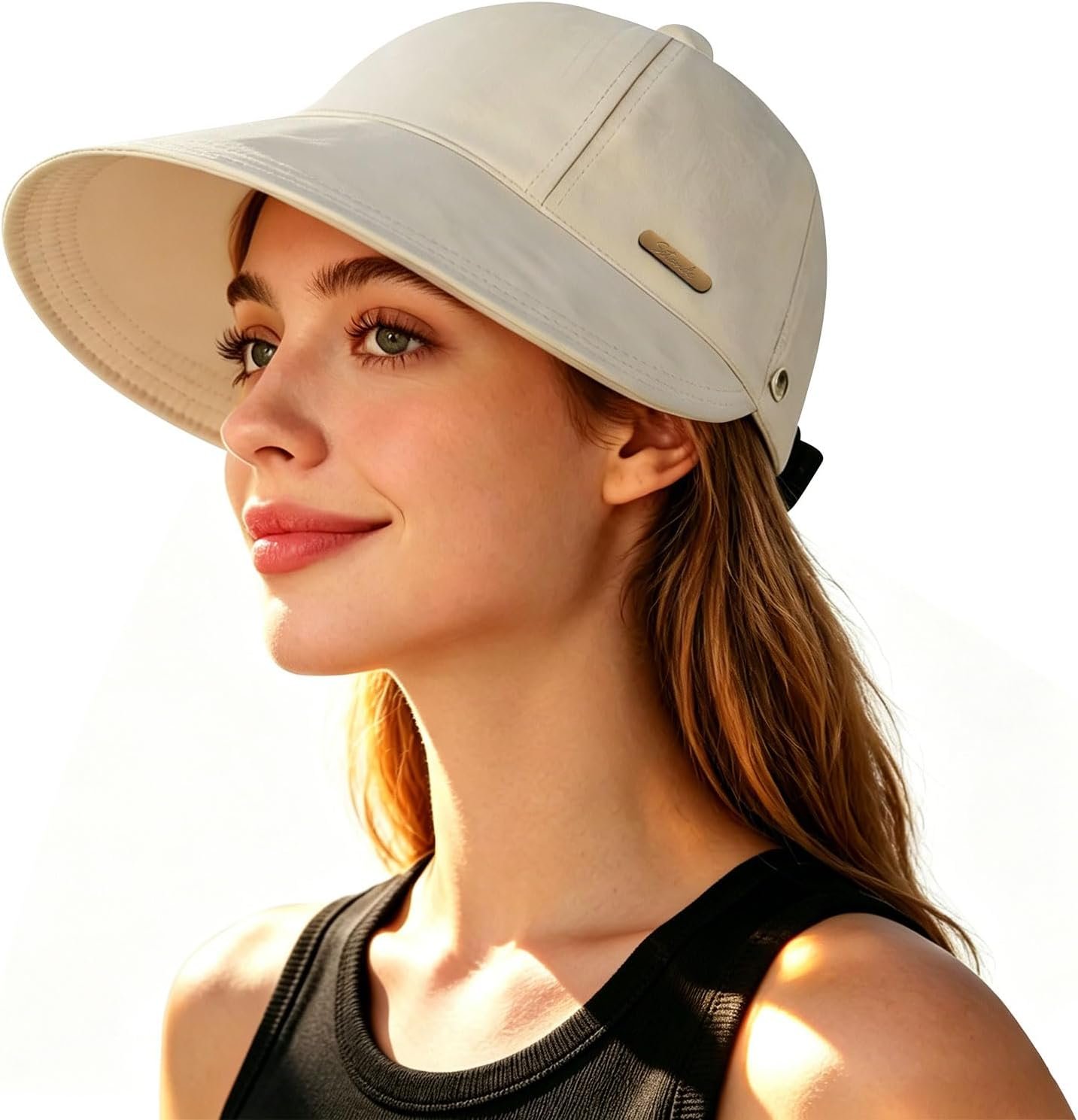 Women Sun Hat Wide Brim Hat Ponytail Baseball Cap Foldable Packable for Summer Beach Golf Hiking Fishing