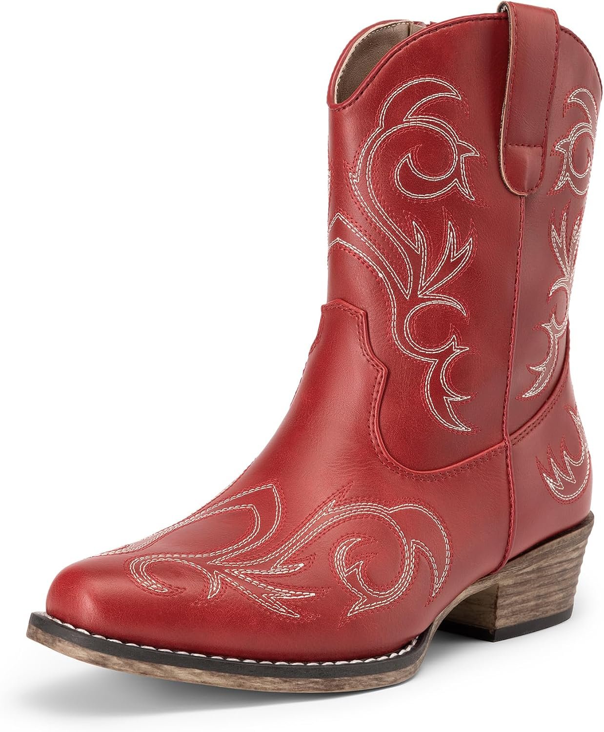 DREAM PAIRS Women’s Western Ankle Boots Cowboy | Square Toe Chunky Embroidered Boots, Suitable for Music Festivals and Everyday Outfits, Fashion Booties with Zipper