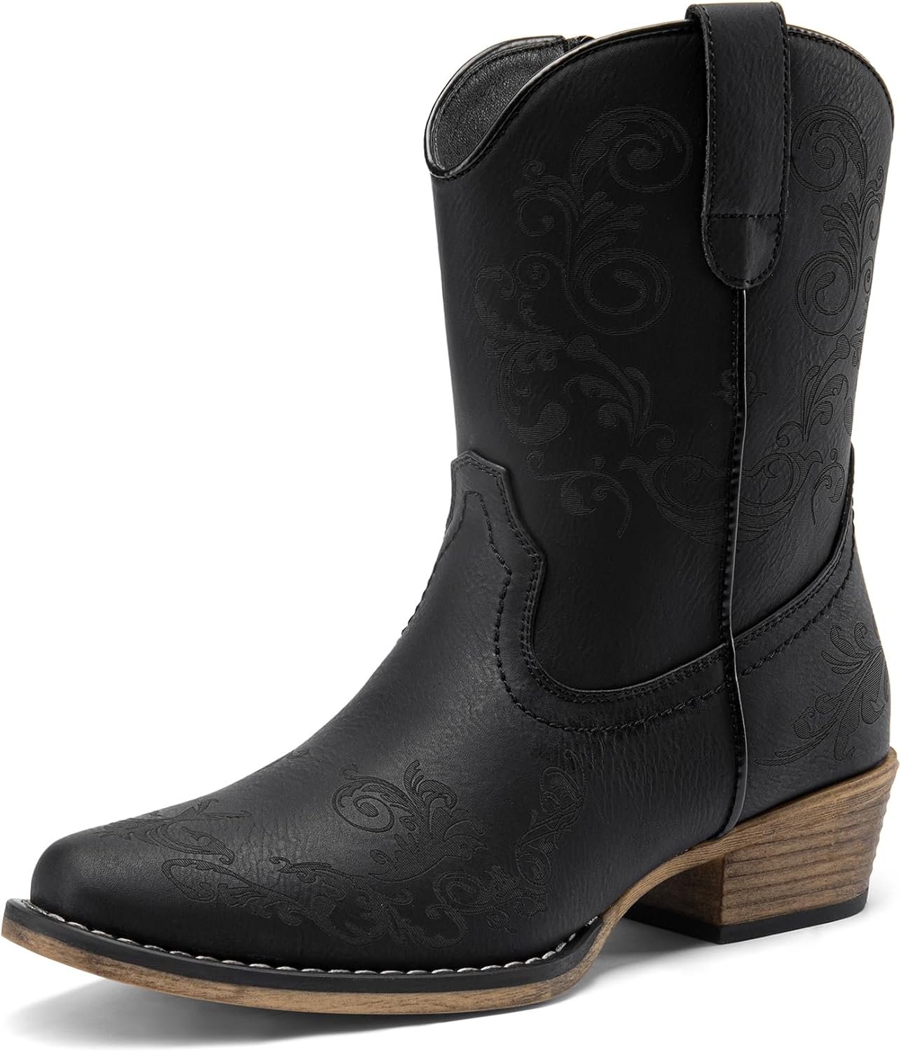 DREAM PAIRS Women’s Cowboy Cowgirl Western Ankle Boots | Square Toe Fashion Dress for Country Concert Theme Party Low Chunky Heels Fall Short Booties Shoes