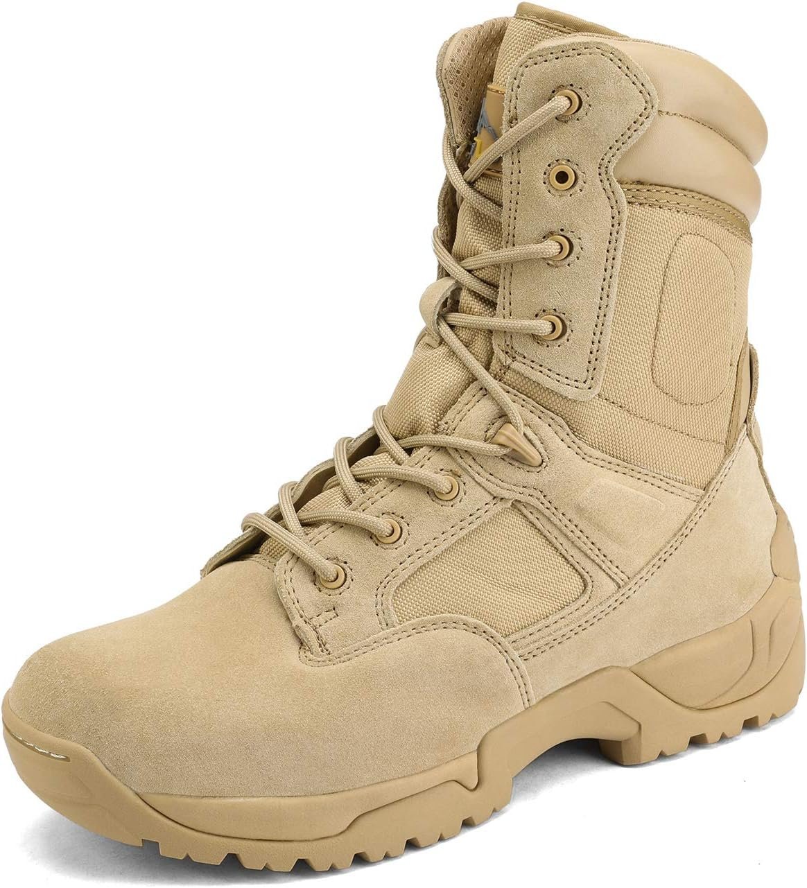NORTIV 8 Men’s Military Tactical Work Boots Hiking Side Zip | Leather Motorcycle Combat Boots for Outdoor Camping Yard Work Tactical Jobs and Daily Wear Response