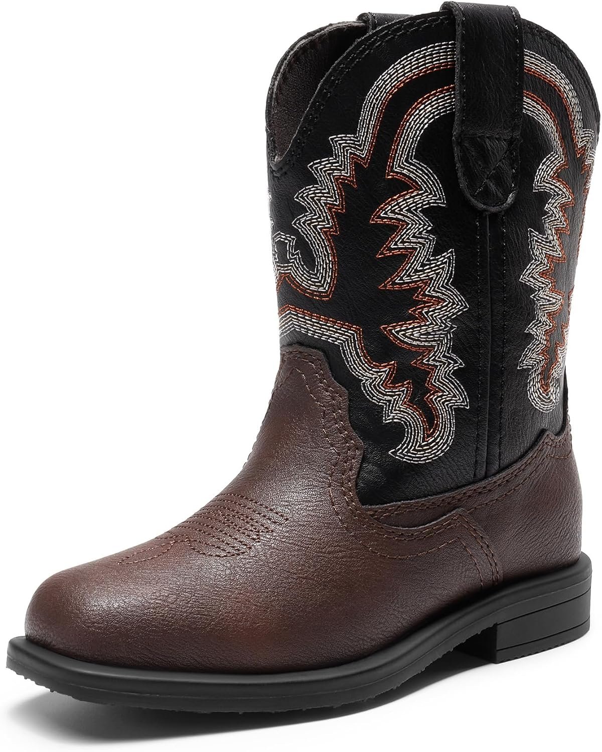 DREAM PAIRS Toddler Boys Girl Cowboy Cowgirl Boots | Western Square Toe Horse Riding Mid Calf Pull Tab Slip on Shoes for Little Kids